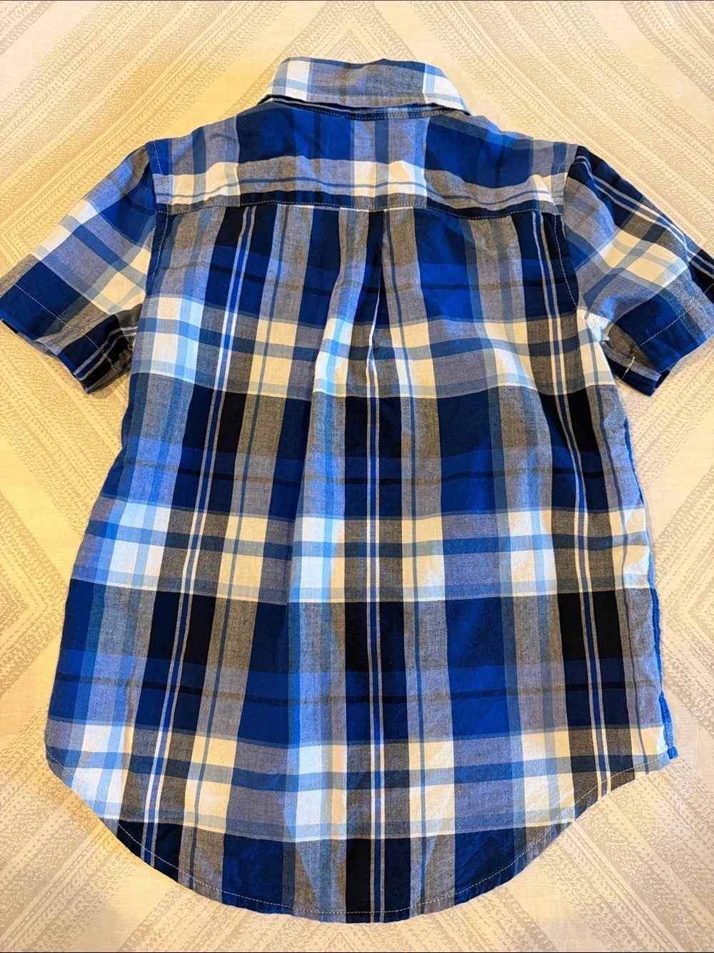 Ralph Lauren Boys Blue & White Plaid Short Sleeve Button-Down Shirt Size 5